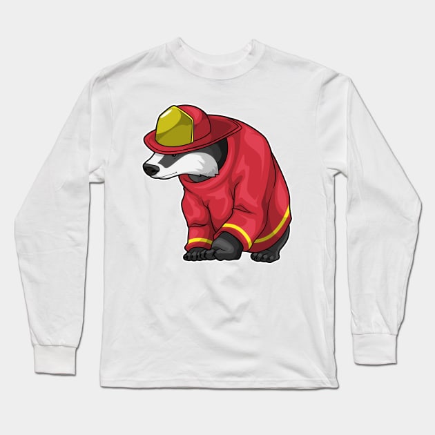 Honey badger Firefighter Fire department Long Sleeve T-Shirt by Markus Schnabel